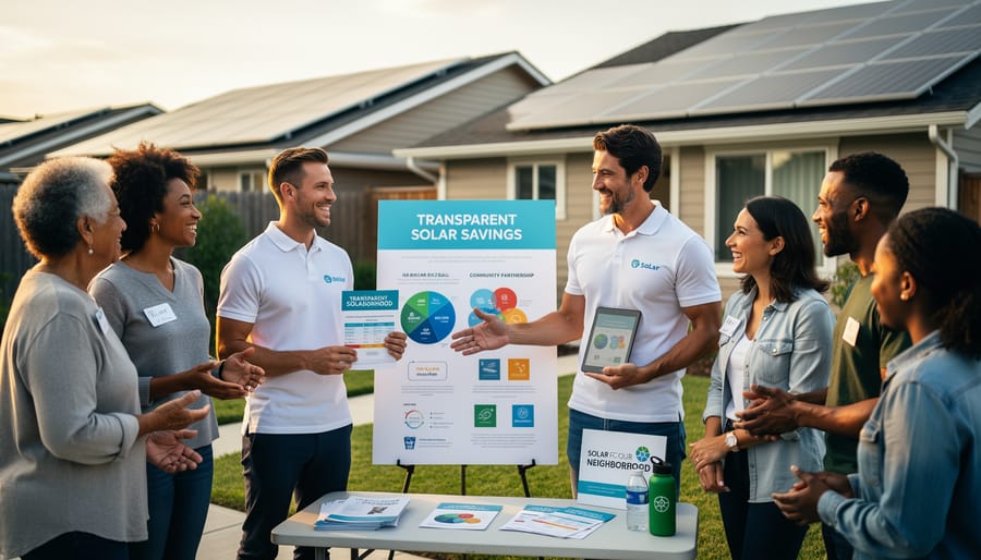 People engaged in authentic online community discussion at outdoor setting