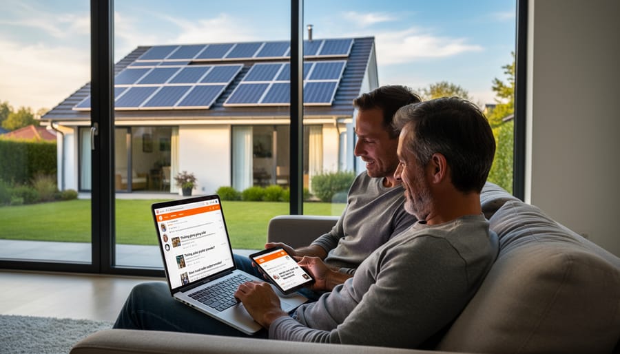 Person holding smartphone displaying Reddit solar energy discussion thread